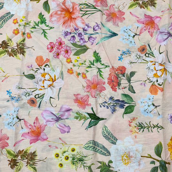 Raina’s Floral Print with Camel Color Base with Multi Floral on Pure Glace Lawn Cotton OM SG 240 C1