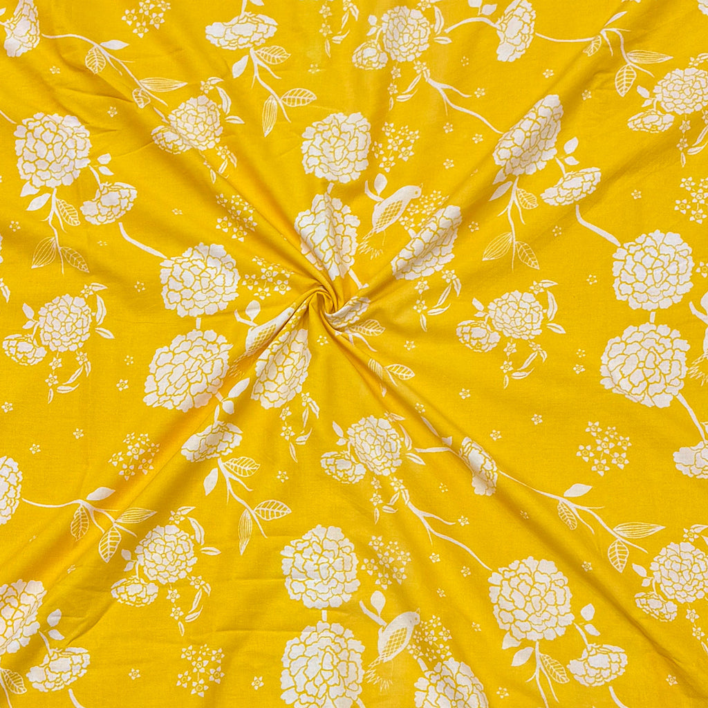 Paulmi Orange Floral Print on Pure Cotton Cambric