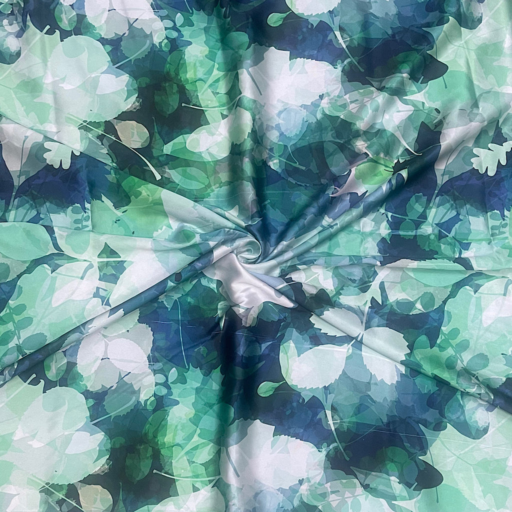 Kareena Leaves Print on Satin Georgette Fabric OM SS 2