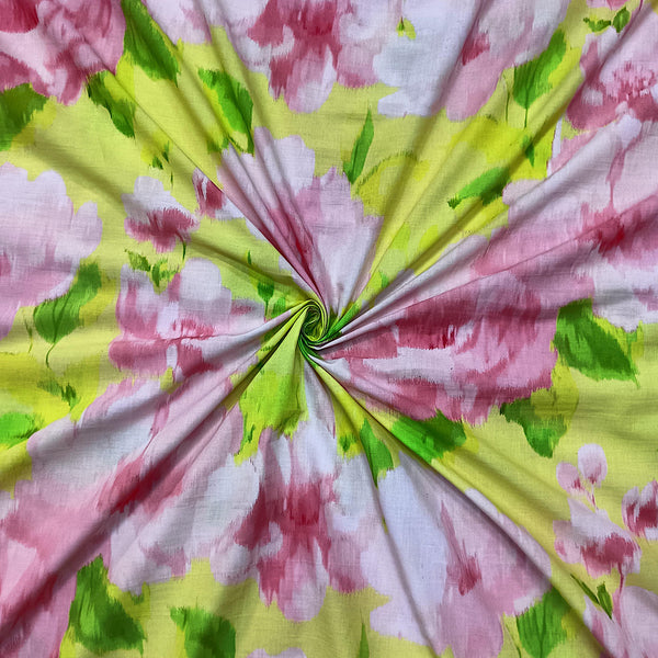 Light Yellow Hemant Floral Print on Pure Cotton Cambric TS 15