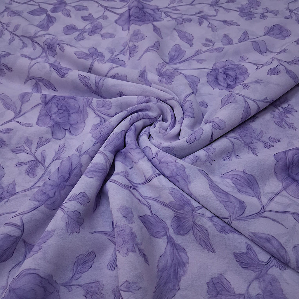 Small Mauve Purple Floral Print with light Mauve Purple Base in Georgette Pooja OM PS 340