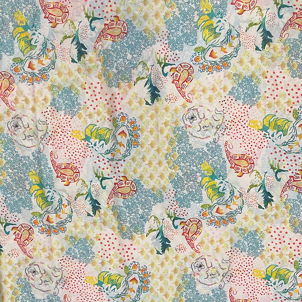 Abstract Floral Pattern Print on Satin Georgette OM TK 240