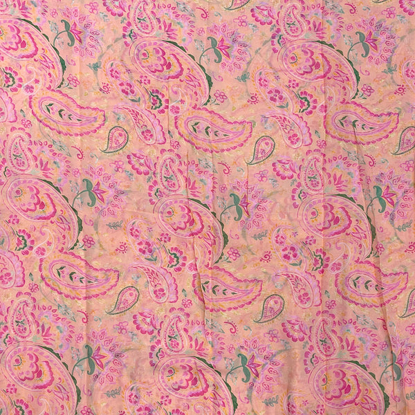 Small Paisley Print with Peach Color Base Print with Bright Colours on Pure Viscose Georgette