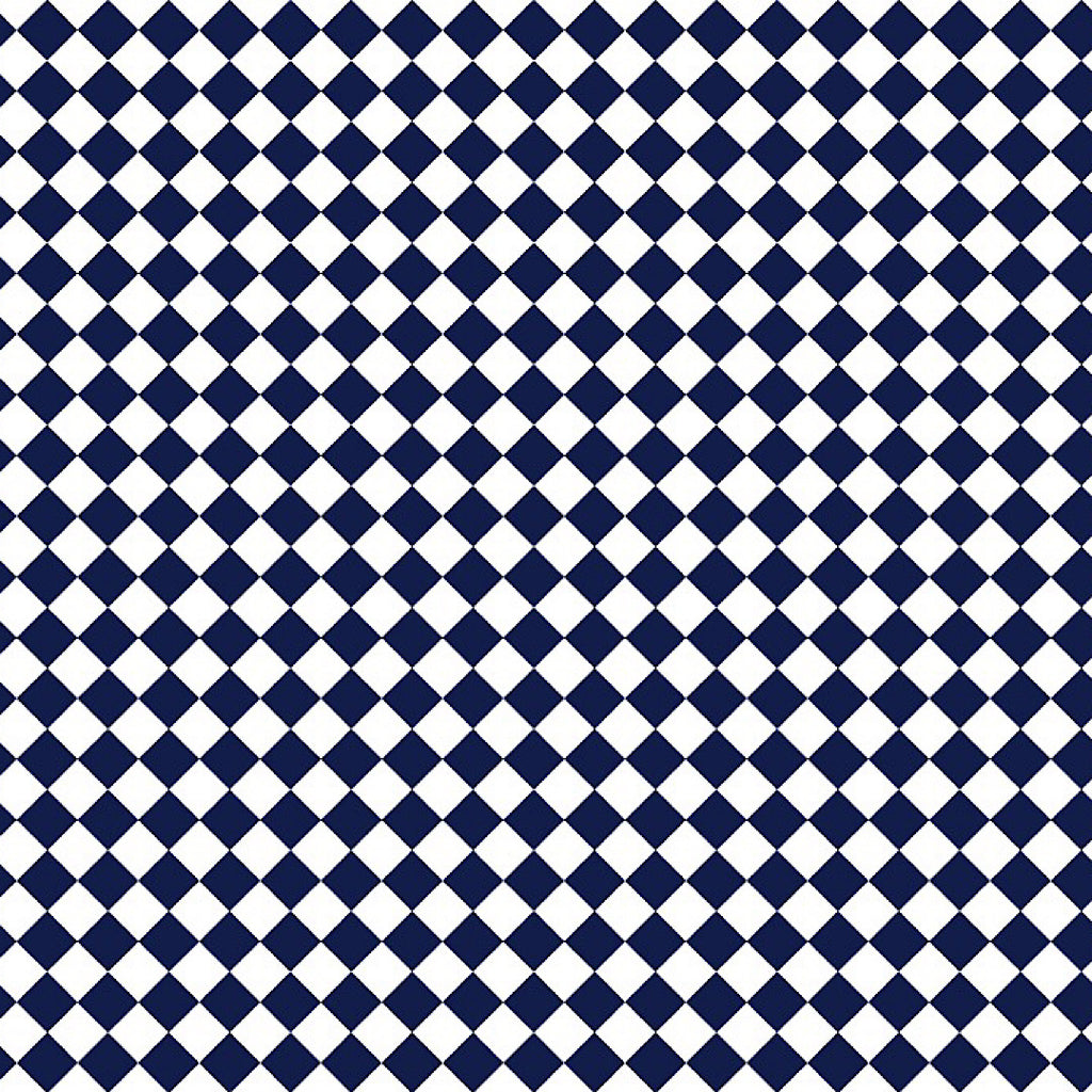 Navy Blue & White Diagonal Barfi Checks in Taffeta Fabric OM TK 550