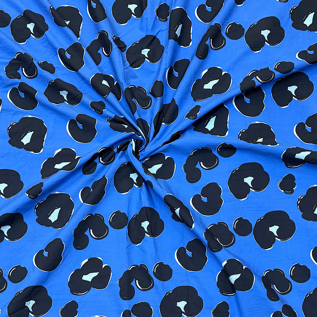 Dhruv Animal Leopard Print with Royal Blue Base on Pure Cotton Poplin Fabric OM PS 404