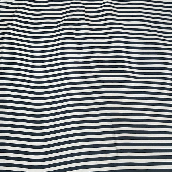 Heena Karan Thin 0.3” Stripes Print in Black & Ivory color on Pure Modal Satin