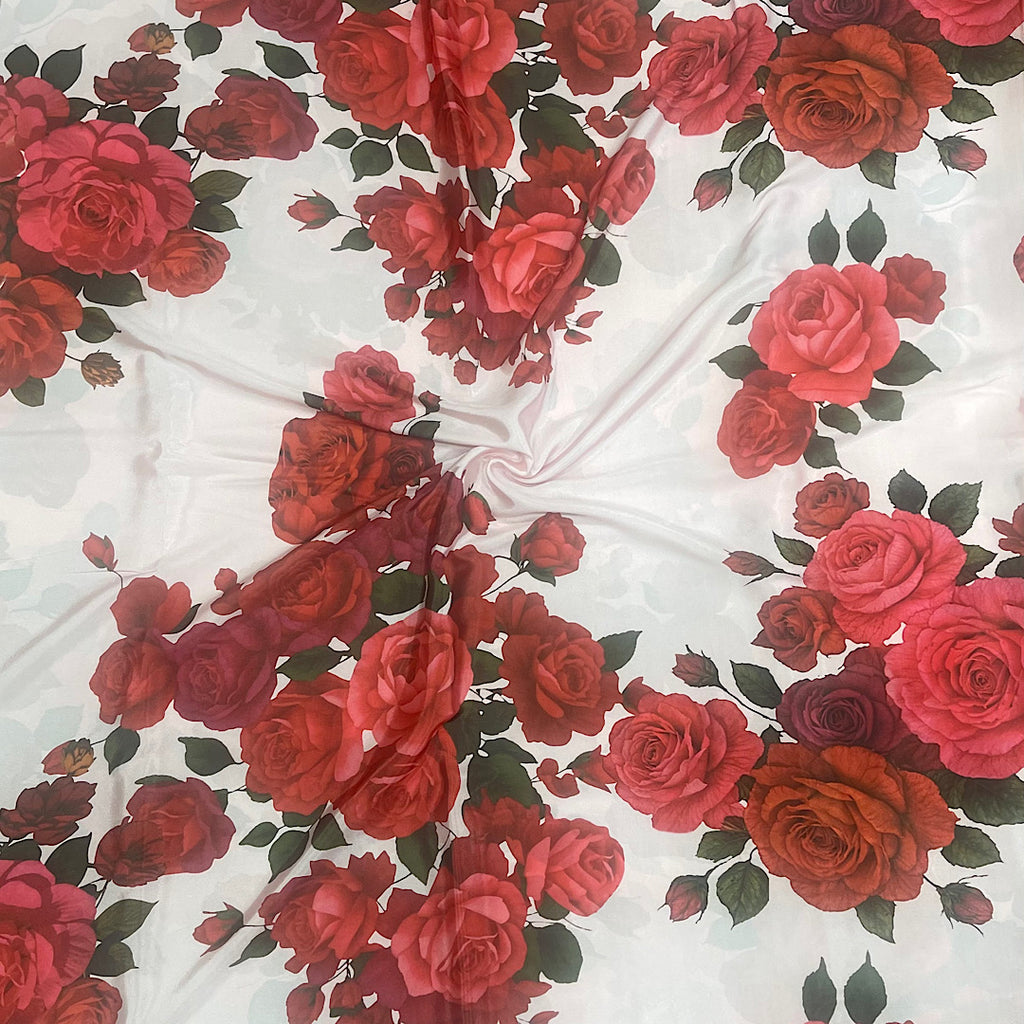 Floral Print with Light Pink Color Base on Crepe Silk