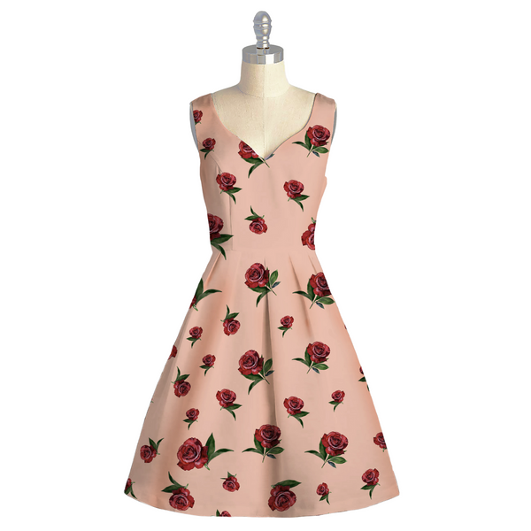 Rose Garden Elegance: Satin Georgette Fabric Adorned with Floral Rose Patterns