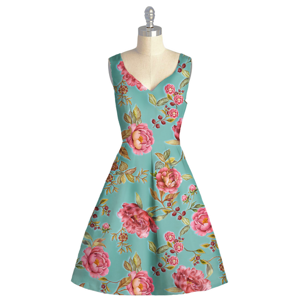 Whimsical Blooms: Satin Georgette Fabric with Floral Watercolor Patterns