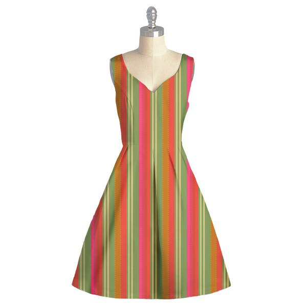 Striped Symmetry: Satin Georgette Embracing Geometric Strips