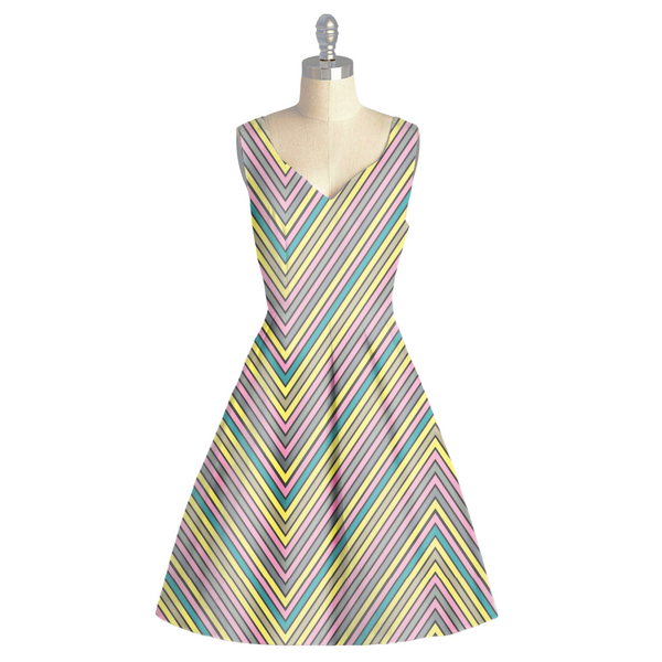 Bold Elegance: Satin Georgette Fabric Adorned with Geometric Stripes