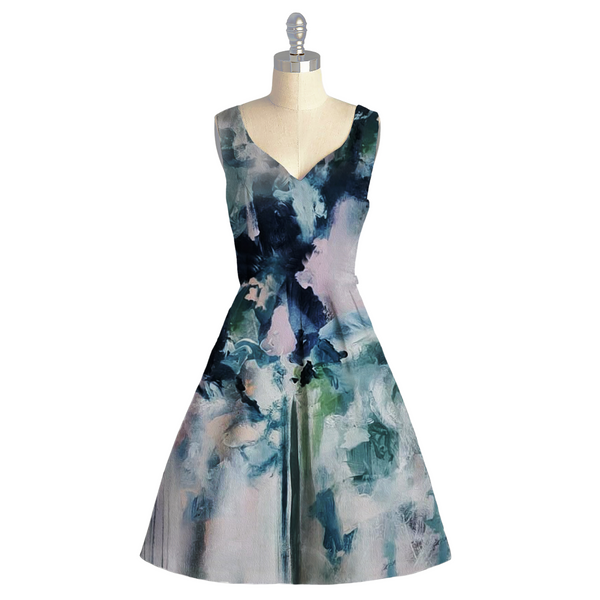 Whimsical Watercolors: Soft Organza with Abstract Watercolor Patterns