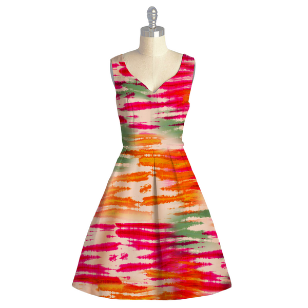 Vibrant Tie & Dye Infusion: Satin Georgette's Dazzling Tapestry by OM Fabs!