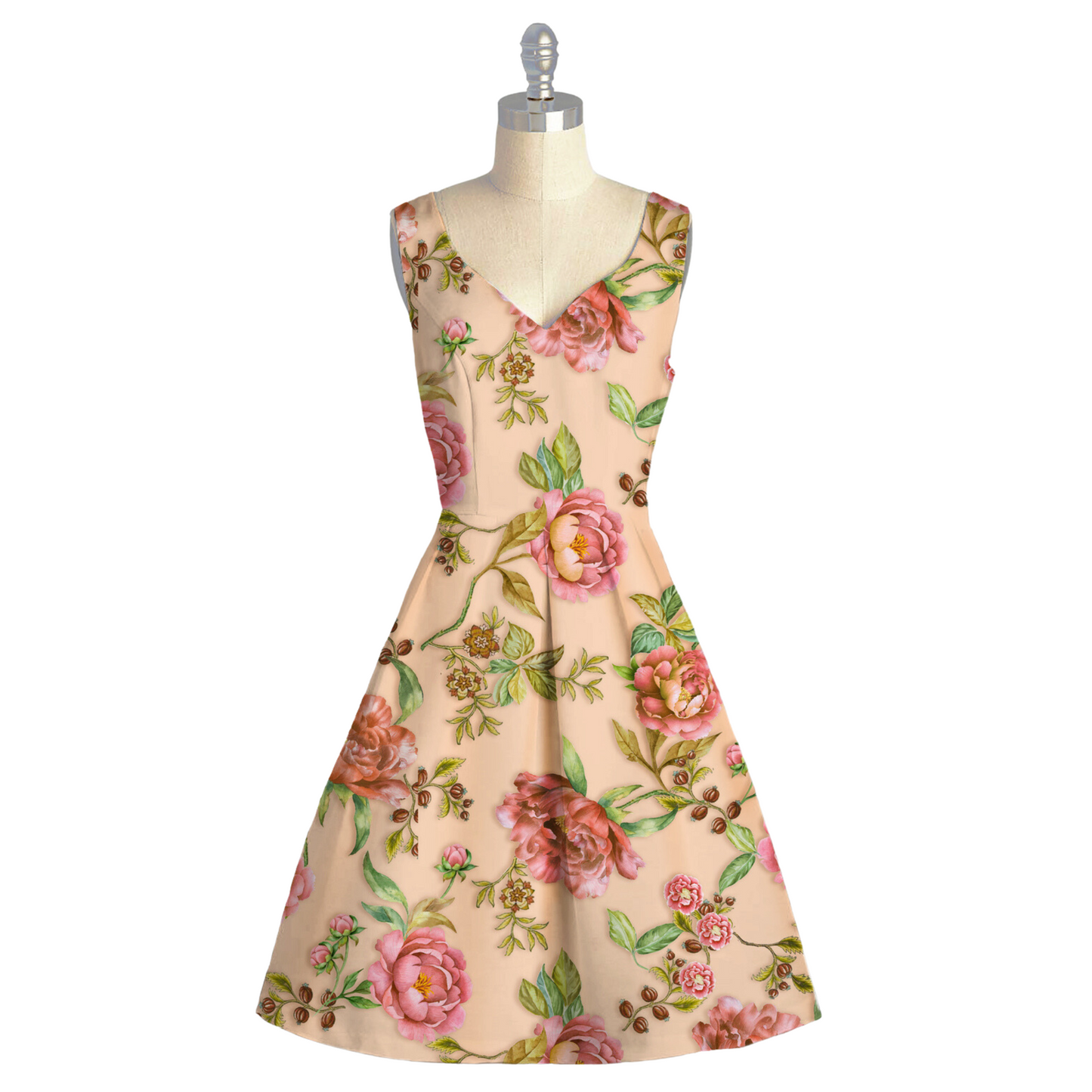 Whimsical Blooms: Floral Watercolor Patterns on Satin Georgette