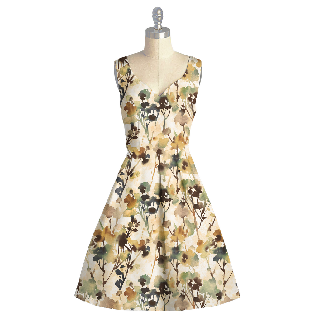 Artistic Fusion: Embracing the Abstract Floral Harmony on Satin Georgette