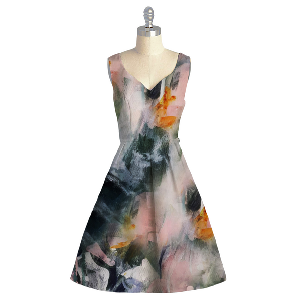 Fluid Elegance: Soft Organza with Abstract Watercolor Patterns