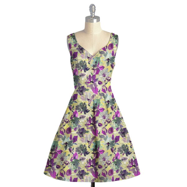 Whimsical Blooms: Embracing the Floral Watercolor Magic on Satin Georgette