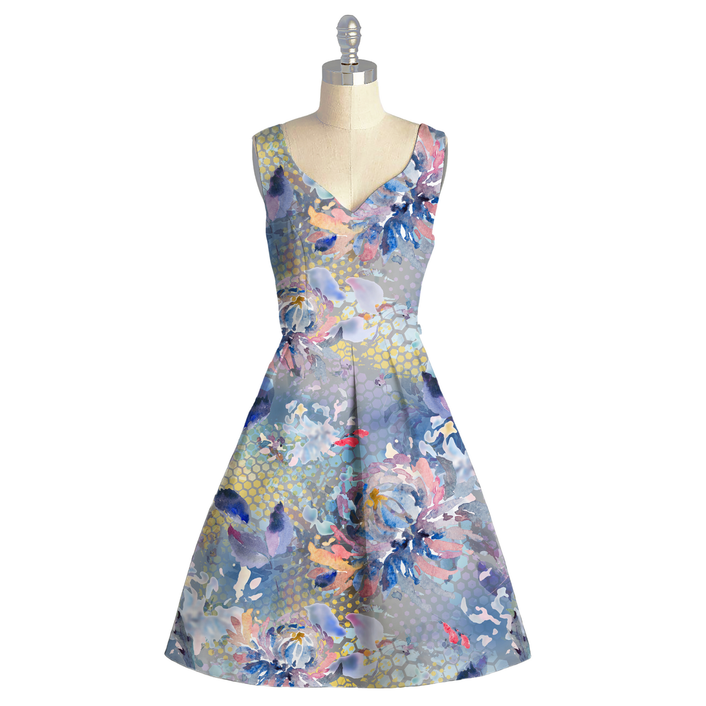 Floral Whispers: Abstract Floral Magic on Satin Georgette