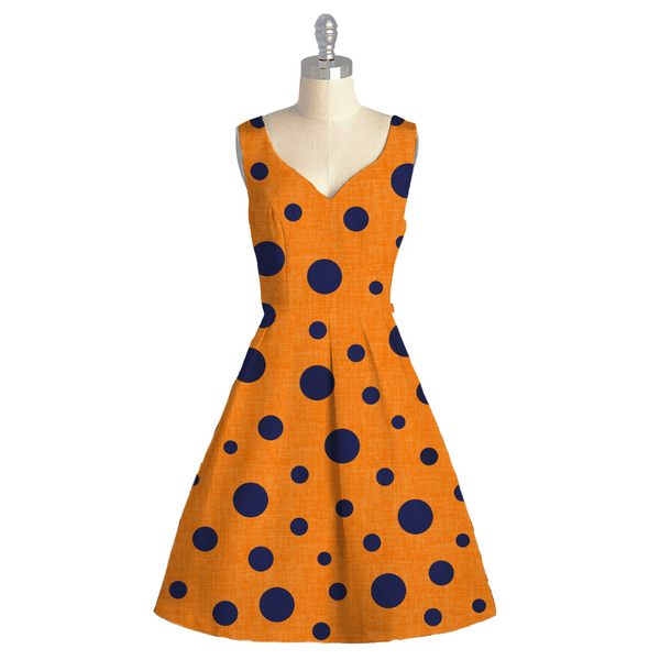 Playful Symmetry: Geometric Polka Dot Delight in Satin Georgette