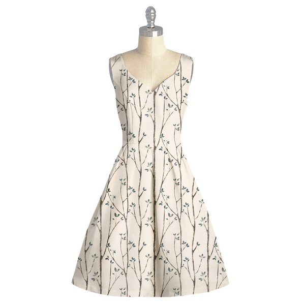 Whimsical Leaf Print Fabric: A Nature-Inspired Delight- Satin Georgette