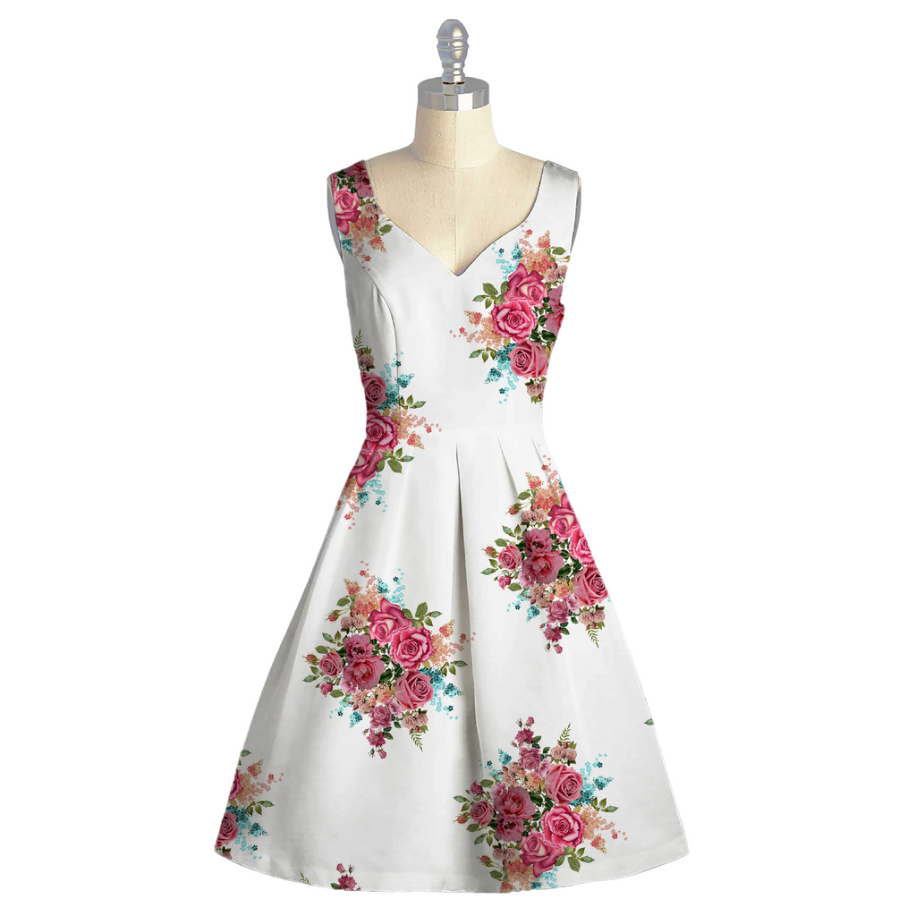 Floral Bunch Print on Satin Georgette OM RJ 835