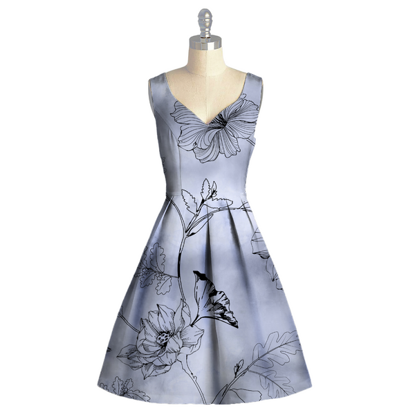 Whimsical Blooms: Abstract Floral Delight in Satin Georgette