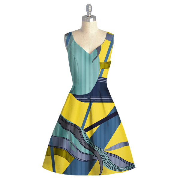 Geometric Symphony: Satin Georgette Fabric with Striking Geometric Patterns