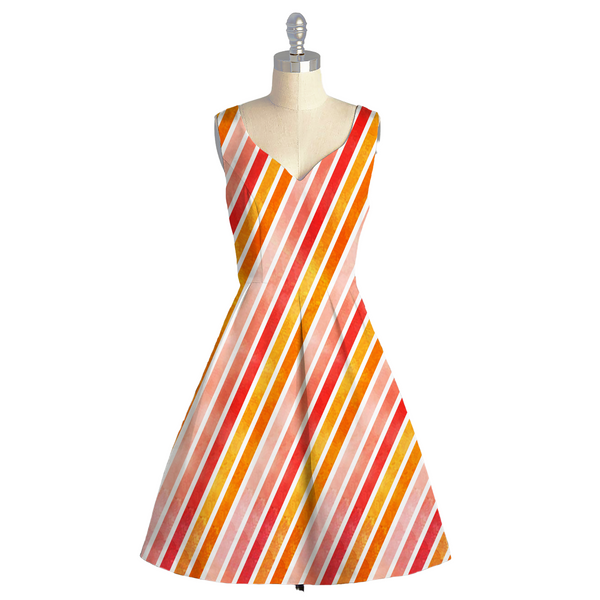 Striped Geometry: Satin Georgette with Contemporary Geometric Strips