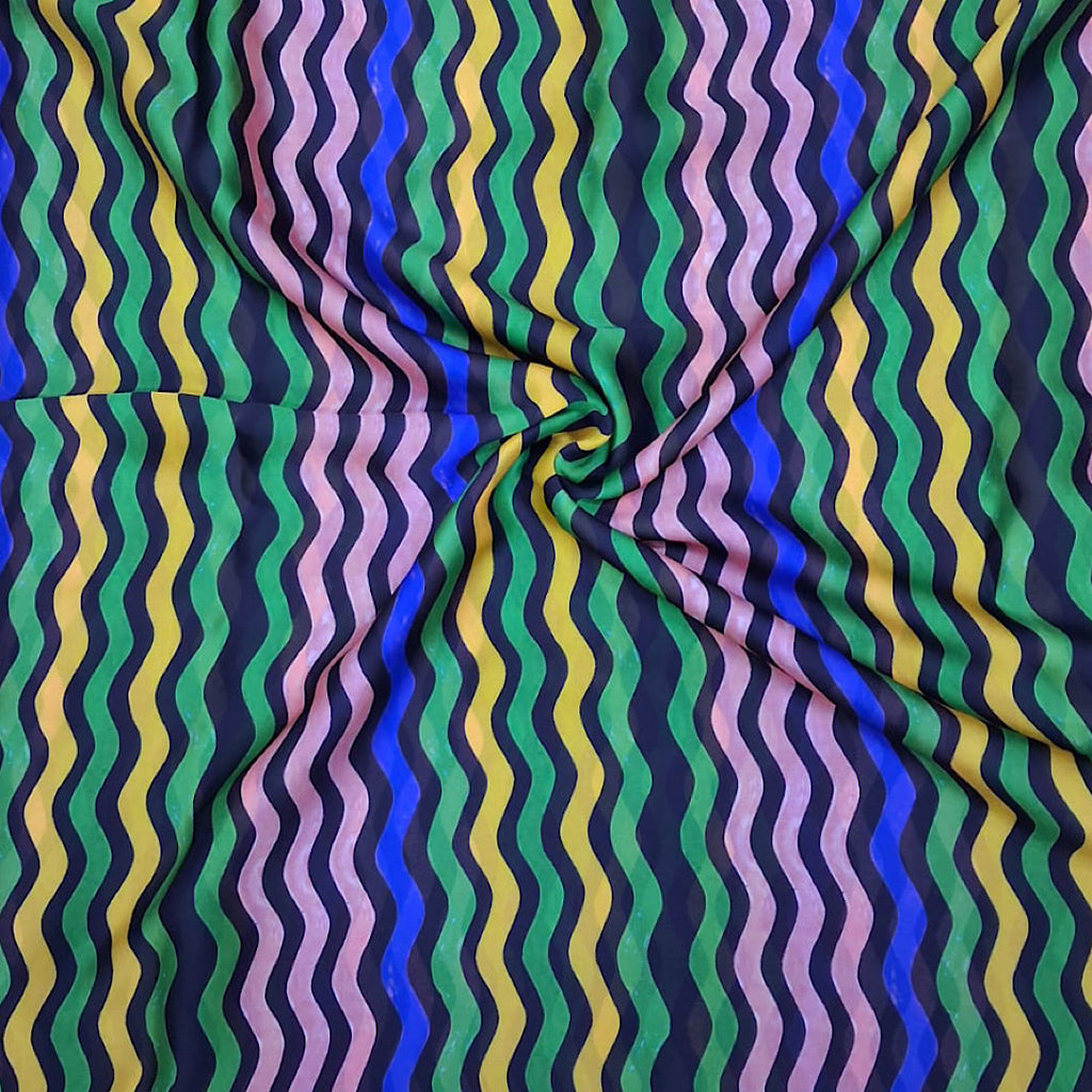 Multi Color Print on Satin Georgette Fabric