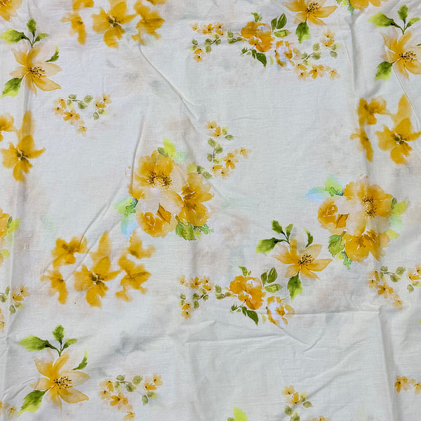 Raina’s Floral Print with Light Beige Base & Yellow Floral on Pure Glace Lawn Cotton OM SG 242 C1