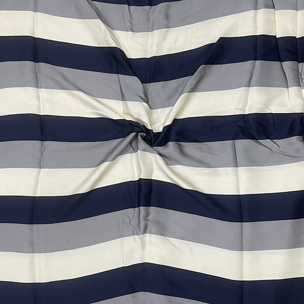 Roshni Thick Stripes Print in Gray, Black & Ivory color on Pure Modal Satin