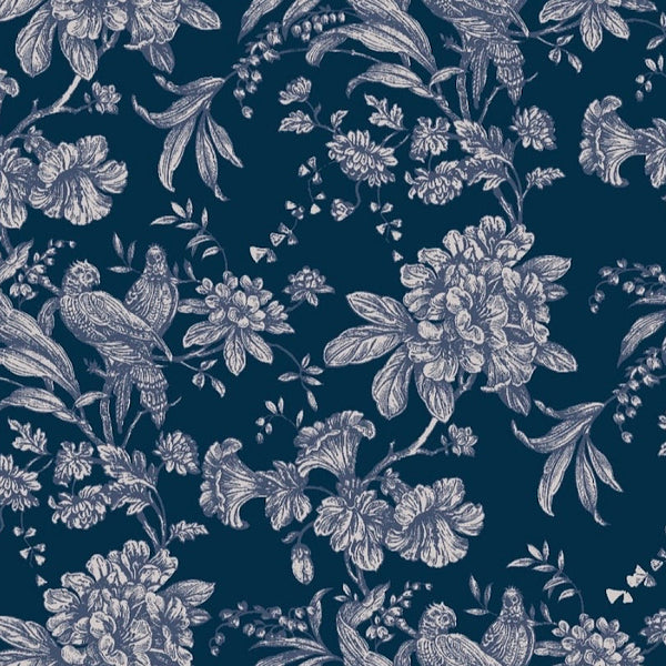 Blue Floral Print on Pure Natural Crepe OM SG 130