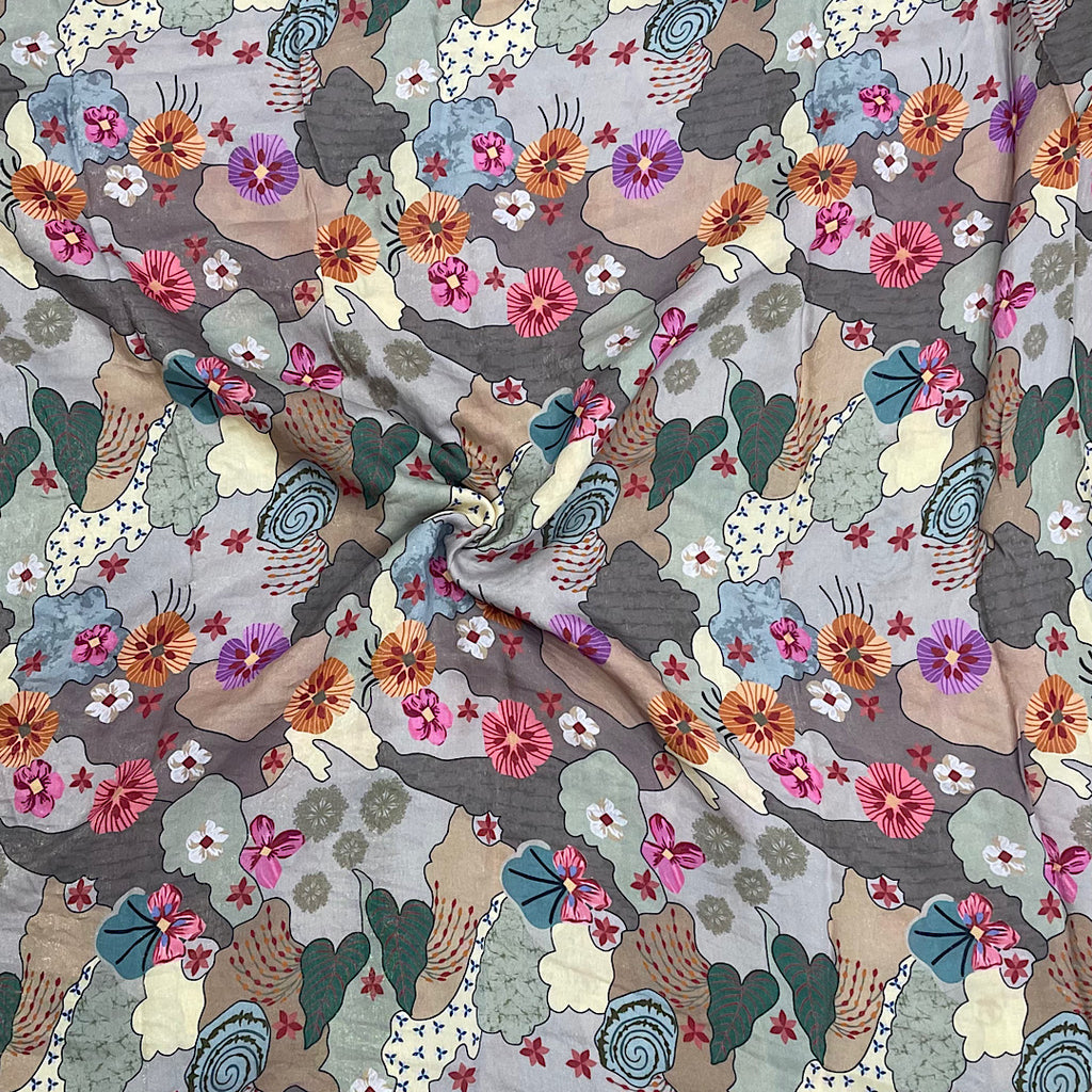 Multi Floral Abstract Print on Pure Gucci Silk