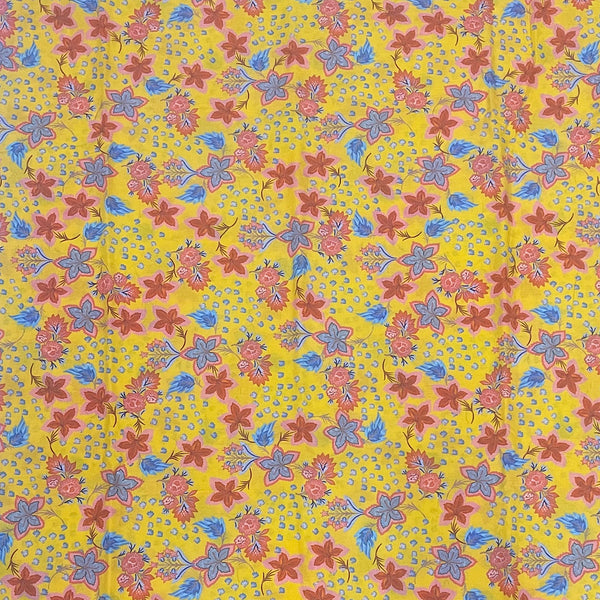 Mahima Print with Yellow Base & Multi Floral Print on Pure Cotton Cambric