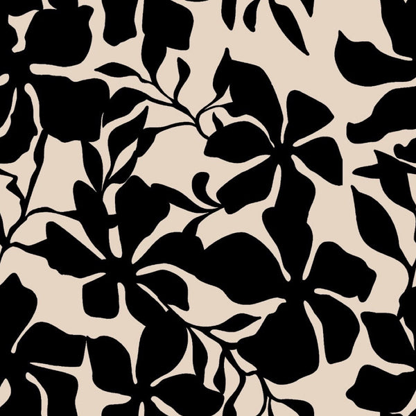 Black & White English Floral Print on Linen Cotton & Satin Georgette OM PS 44