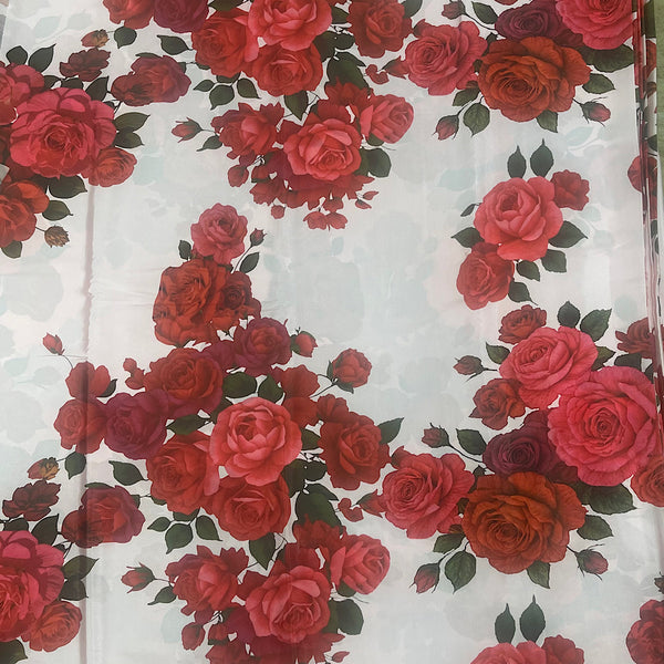 Floral Print with Light Pink Color Base on Crepe Silk