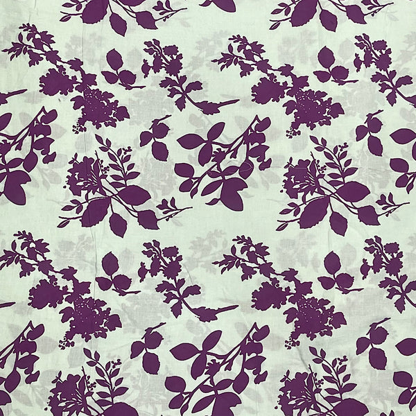 Pista Green Base with Purple Floral Print on Pure Cotton Cambric OM RK 328