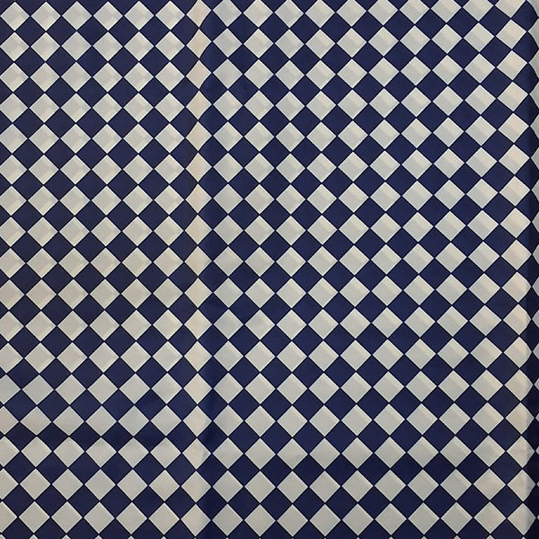 Navy Blue & White Diagonal Barfi Checks in Taffeta Fabric OM TK 550