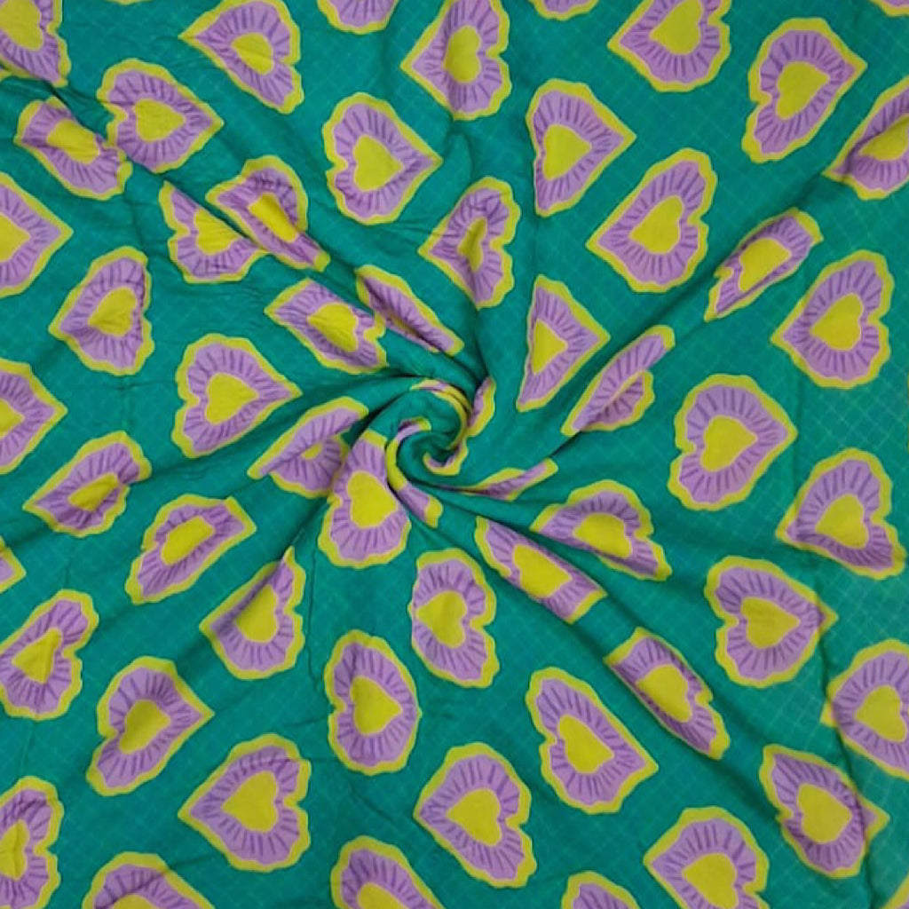 Modern Hearts Print on Satin Linen Fabric OM TK 228 C1