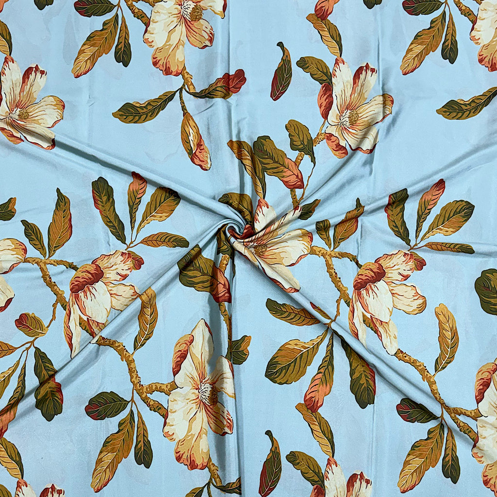 Light Blue Multi Colour Modern Floral Print on Crepe Silk Fabric OM DW 88 C1