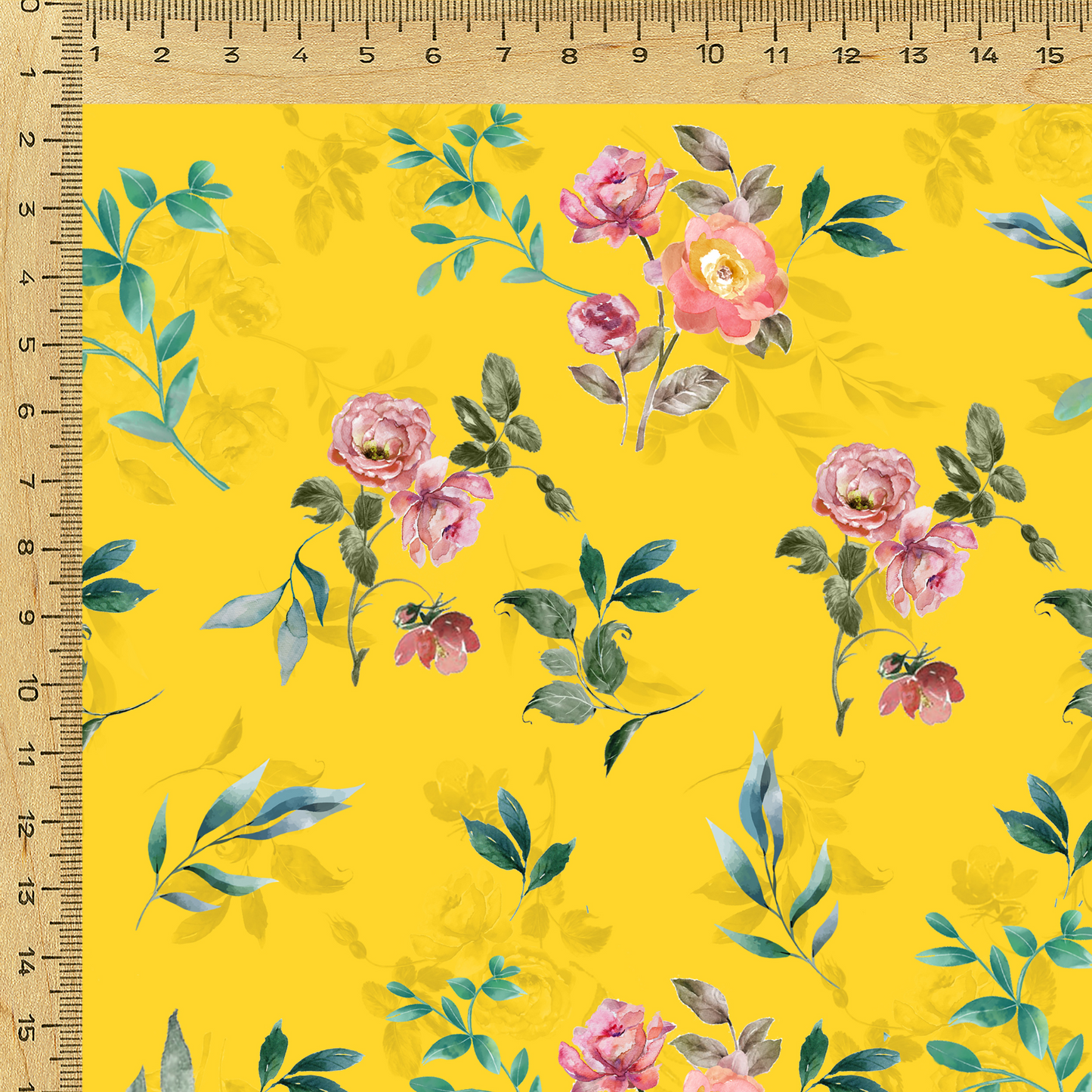 Serene Blooms: Pure Muslin Fabric Flourished with Floral Watercolor Patterns