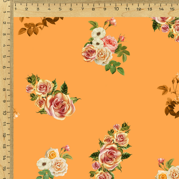 Blooming Grace: Floral Tapestry on Satin Georgette