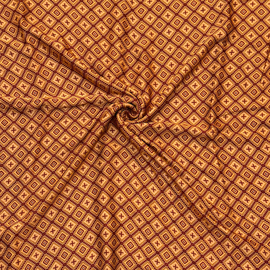 Tarun Maroon & Beige Small Traditional Print on Pure Modal Satin