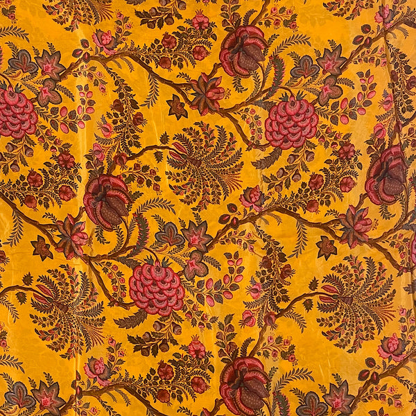 Classical Indian Floral Print with Mustard Base on Pure Natural Crepe OM TK 510