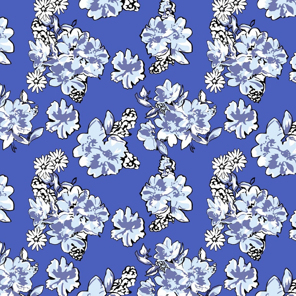 Dhruv Blue Blossom Toss Print on Pure Cotton Poplin OM PS 415