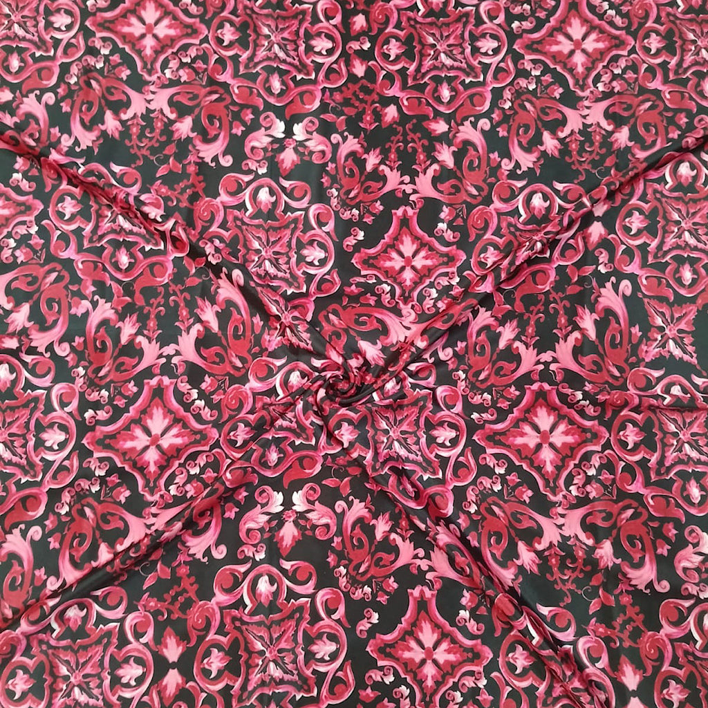 Print Pattern in Black on Crepe Silk Fabric