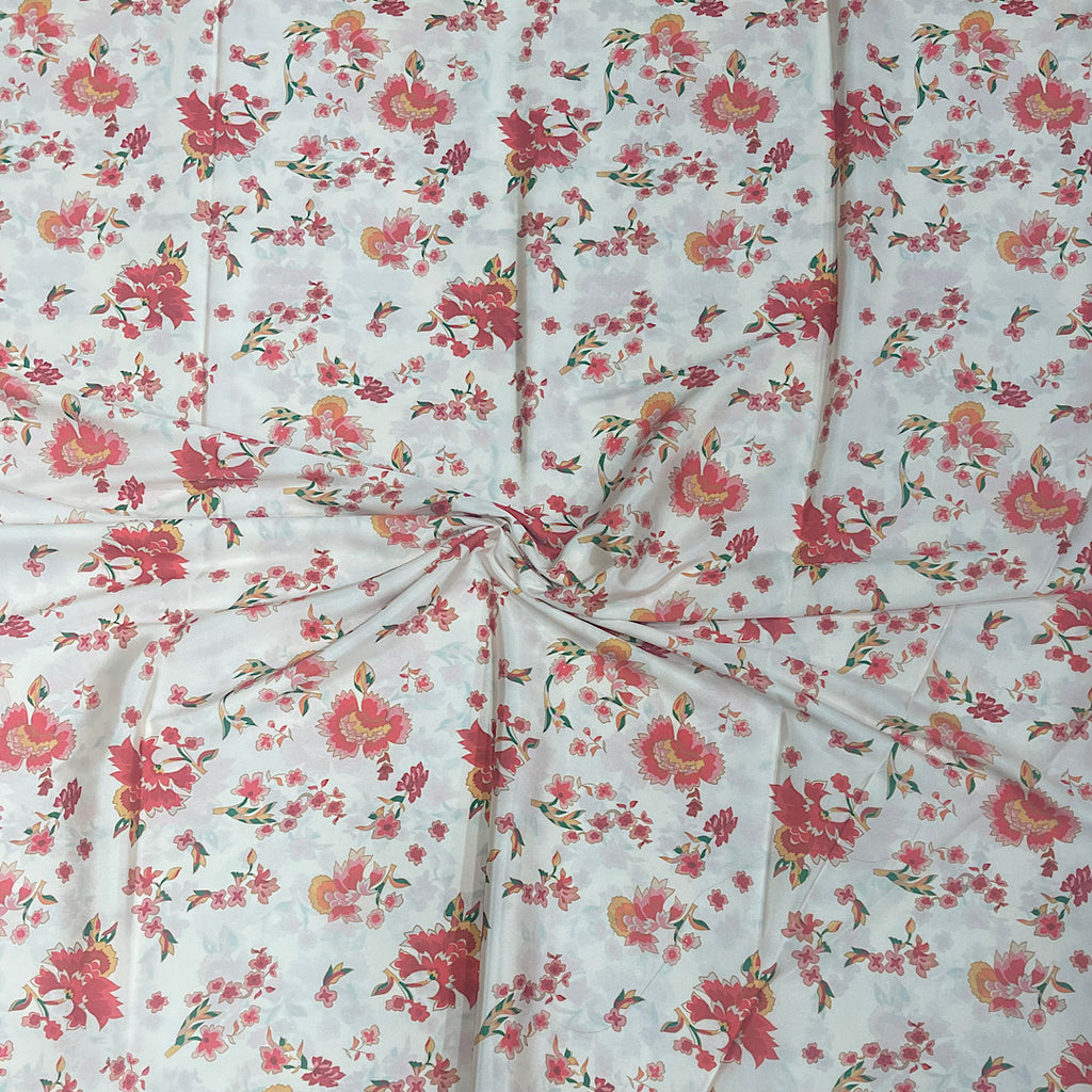 English small floral Print in Ivory color on Crepe Silk