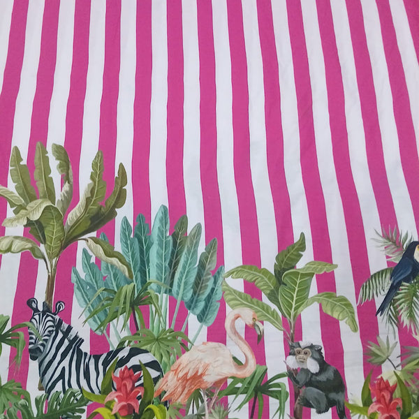 Daaman Style Stripes Tropical Print with Zebra on Pure Cotton Poplin OM PS 350 C1
