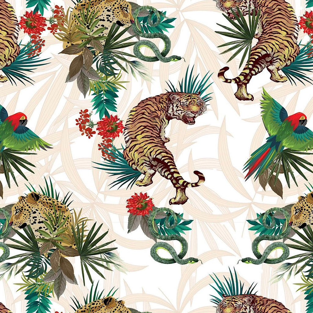 Chikoo Tiger Print on Satin Georgette OM SG 61