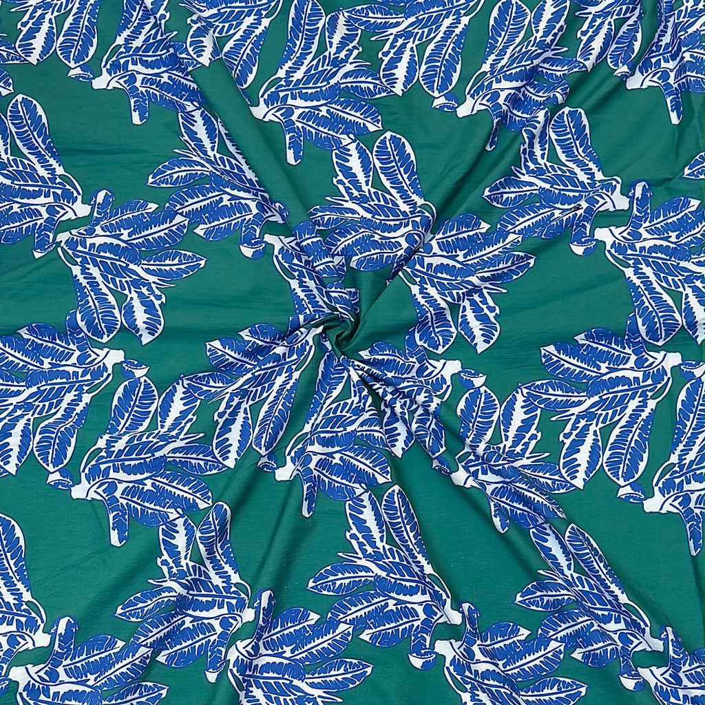 Dhruv Green Abstract Leaves Print on Pure Cotton Poplin OM PS 405